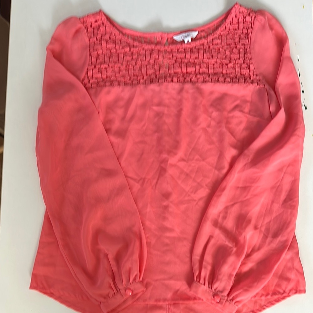Chic Pink Blouse with Textured Yoke
